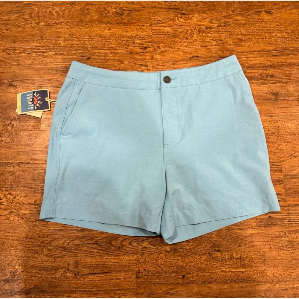 Faherty Summer Blue Teal Performance Casual Golf Chino All Day Shorts Men's 33x5